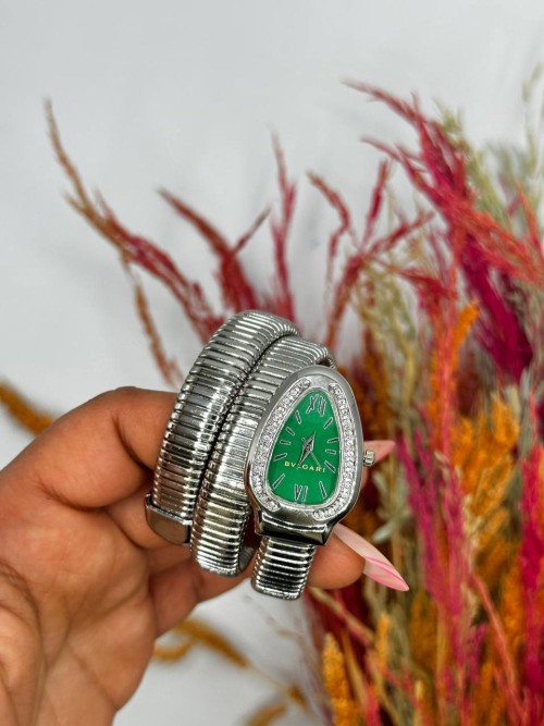 Bvlgari Gümüş - Yeşil Kadran  Yılan Saat  S612