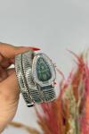 Bvlgari Gümüş Yeşil Kadran Yılan Saat | S619