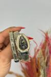 Bvlgari Gold -Gümüş Siyah Kadran Yılan Saat | S620