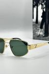 Celine Metal Kasa Yeşil Cam Gold Çerçeve Unisex Güneş Gözlüğü  G1378-ILY Diğer