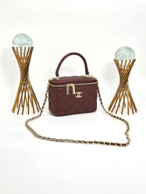 Chanel Vanity Case With Miror Bordo Kadın Çanta VLT323