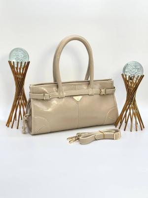 PRADA ANAMEL TRİANGLE LOGO TOTE BAG BEJ