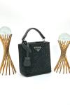 PRADA PANİER CRYSTAL SATİN BAG NEW MODEL ALL BLACK Siyah