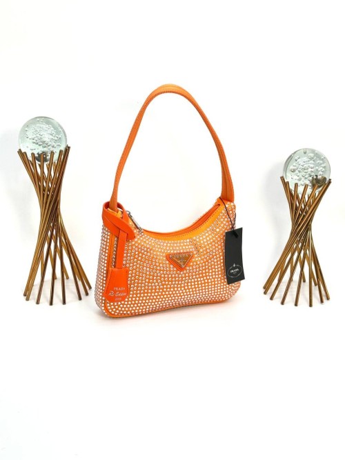 PRADA WİTH CRYSTALS MİNİ BAG ORANGE