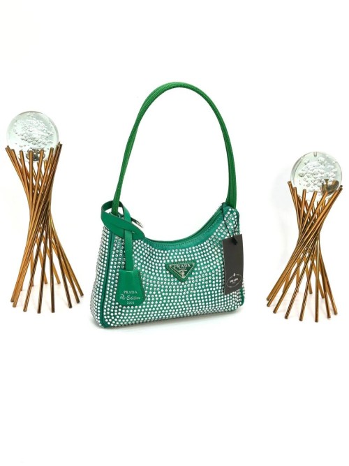 PRADA WİTH CRYSTALS MİNİ BAG GREEN