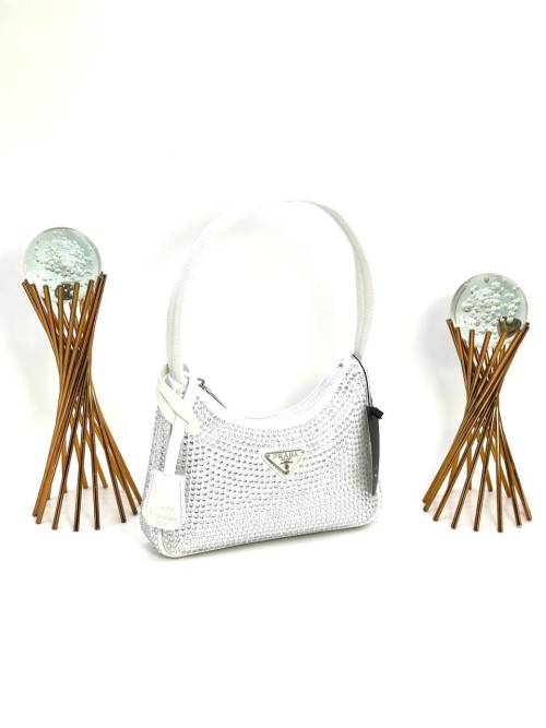 PRADA WİTH CRYSTALS MİNİ BAG WHİTE