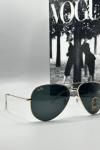 Rayban Damla Siyah Cam Gold Çerçeve Erkek Güneş Gözlüğü  G1342 Siyah