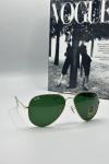 Rayban Damla Yeşil Cam Gold Çerçeve Erkek Güneş Gözlüğü  G1339 Siyah
