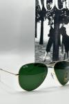 Rayban Damla Yeşil Cam Gold Çerçeve Erkek Güneş Gözlüğü  G1339 Siyah