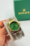 Rolex Gold-Gümüş Yeşil Kadran Kadın Saat  S609-VLL