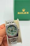 Rolex Gümüş Yeşil Kadran Kadın Saat  S721-VLL