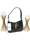 YVES SAINT LAURENT LE 5 Â 7 SHOULDER BAGS PATENT LEADER BLACK Siyah